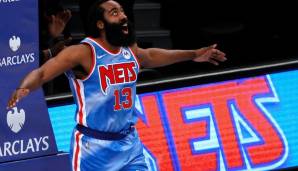 Platz 3: JAMES HARDEN (Brooklyn Nets) - 1.014.763 Stimmen - Stats 2020/21: 24,4 Punkte, 11,2 Assists und 6,8 Rebounds bei 46,4 Prozent aus dem Feld (17 Spiele)