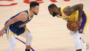 Stephen Curry (l.) und LeBron James müssen sich im Play-In-Turnier duellieren.