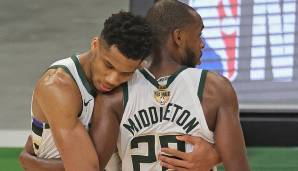 Giannis Antetokounmpo und Khris Middleton spielen seit 2013 für die Milwaukee Bucks.