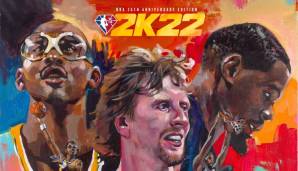 Dirk Nowitzki, Kareem Abdul-Jabbar und Kevin Durant sind auf dem Cover für die NBA 75th Anniversary Edition zu sehen.