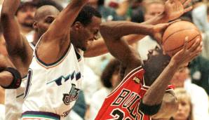 Platz 10: SHANDON ANDERSON | Team: Utah Jazz | Plus/Minus: -27 in 21 Minuten in Spiel 3 der NBA Finals 1998 gegen die Chicago Bulls (54:96)