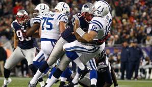 Patriots vs. Colts 59:24 (2012): Andrew Luck hat mit den Patriots bisher wenige gute Erfahrung gemacht - und sein erstes Spiel in Foxborough passt da rein. Drei Picks, ein Fumble und eine deftige Klatsche in Week 11.