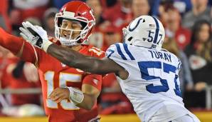 Patrick Mahomes musste sich mit den Kansas City Chiefs gegen die Indianapolis Colts erstmals 2019 geschlagen geben.