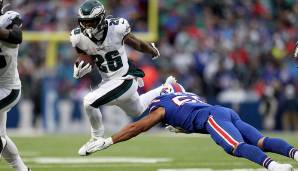 Miles Sanders, RB, Eagles: Breakout-Spiel! Sanders lief gegen die Bills für 74 Yards und einen Touchdown, zusätzlich verzeichnete er 44 Receiving-Yards - ehe er mit einer Schulterverletzung raus musste. Seine Explosivität war mehr als eindrucksvoll.