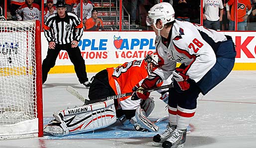 Im Shootout überwand Washingtons Alexander Semin Flyers-Goalie Brian Boucher